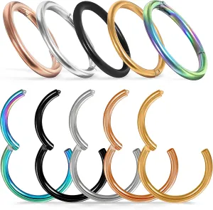 10Pcs Stainless Steel Decorative Nose Rings for Women Colors Options Fashionable Nose Ring Hoops for Daily Wear Special Occasions