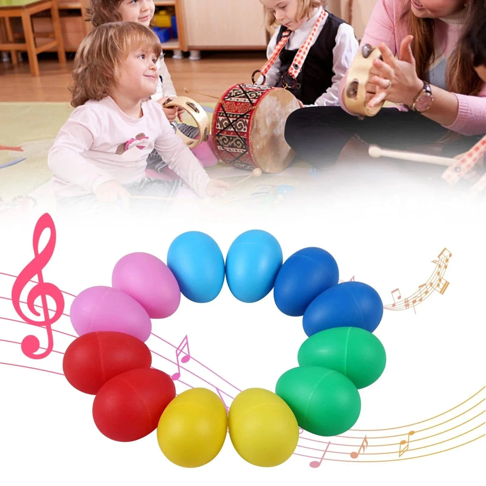 12 Pcs Sand Eggs Percussion Egg Shaker Musical Instrument Colorful Plastic Sand Eggs Easter Egg Shaker for Learning DIY Painting