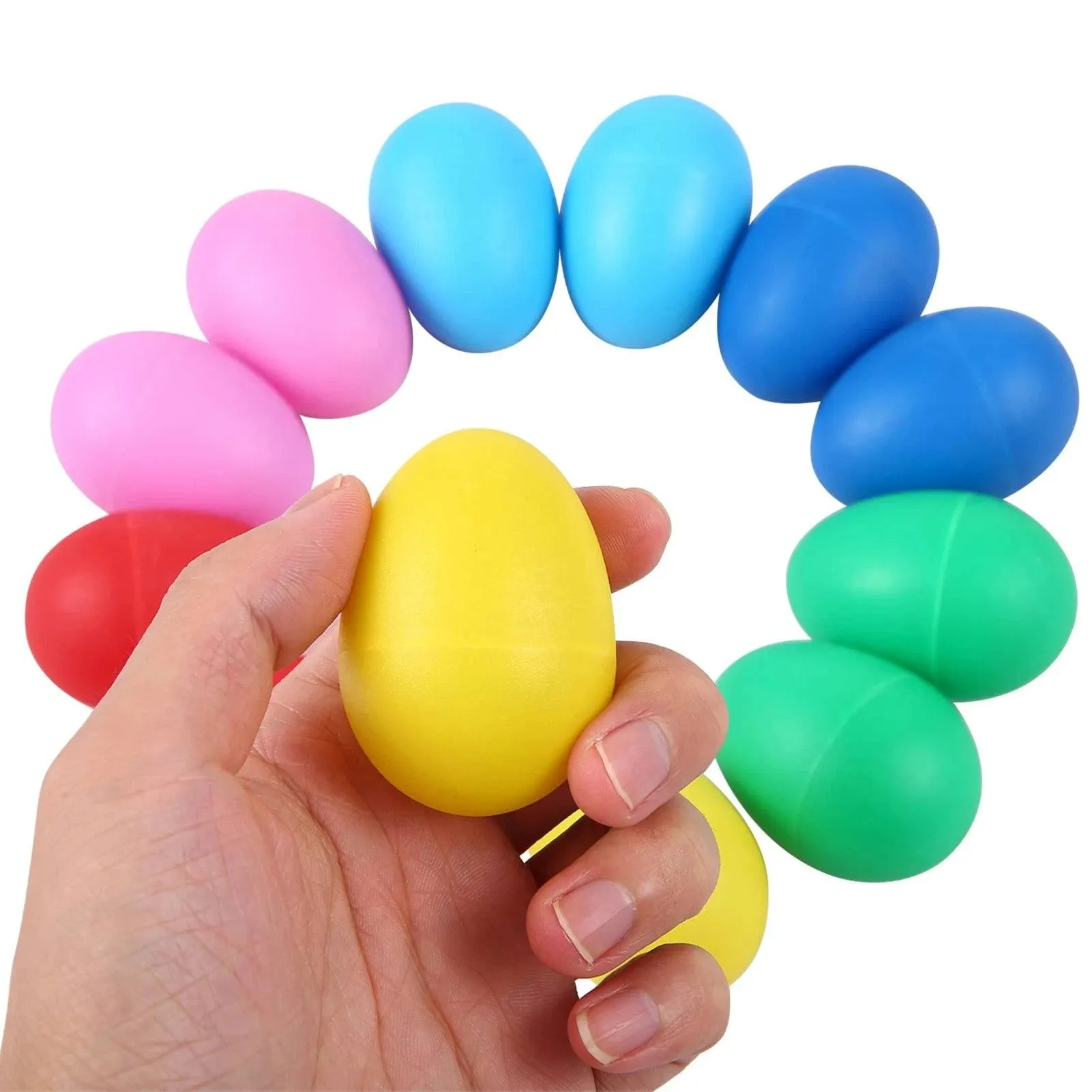 12 Pcs Sand Eggs Percussion Egg Shaker Musical Instrument Colorful Plastic Sand Eggs Easter Egg Shaker for Learning DIY Painting