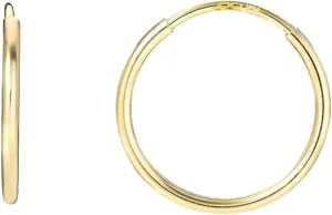 14k Gold Mini Thread Hoop Earrings, 12mm, Solid Gold