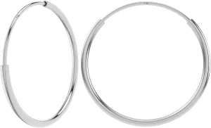 14k White Gold Endless Earrings Round Slim Flexible Thin Continuous Real 14-karat Gold Hoops