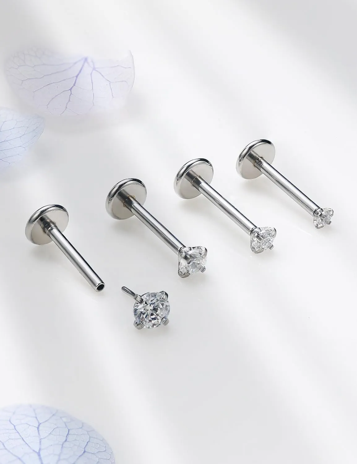 16G 18G 20G Threadless Flat Back Nose Ring Studs Earrings 316L Stainless Surgical Steel Tragus Helix Cartilage Earrings Medusa Labret Lip Rings Piercing Jewelry For Women Men CZ 1.5mm-3mm