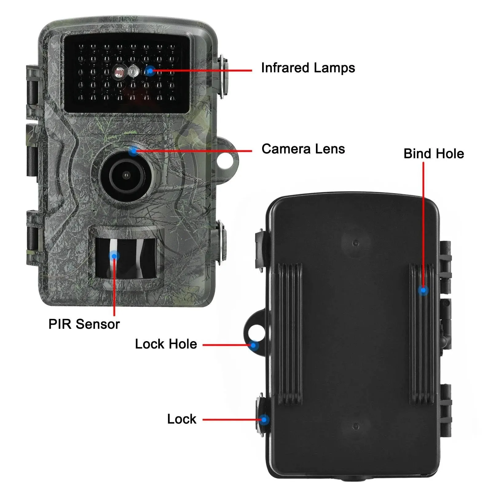 16MP 1080P Portable Taking Trail Camera Outdoor Huntings Animal Observation Monitoring Camera Photo Video Taking IP66 Waterproof