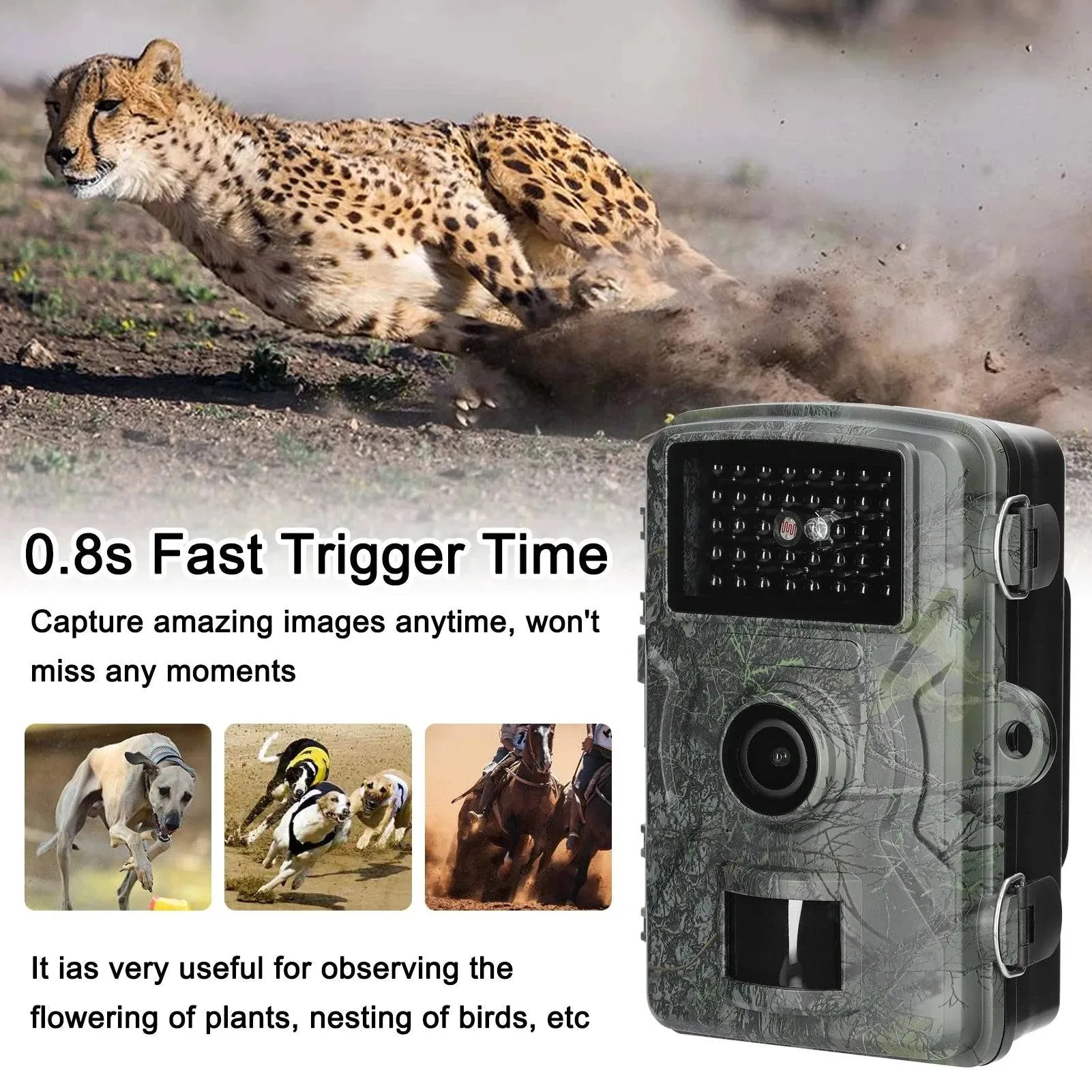 16MP 1080P Portable Taking Trail Camera Outdoor Huntings Animal Observation Monitoring Camera Photo Video Taking IP66 Waterproof
