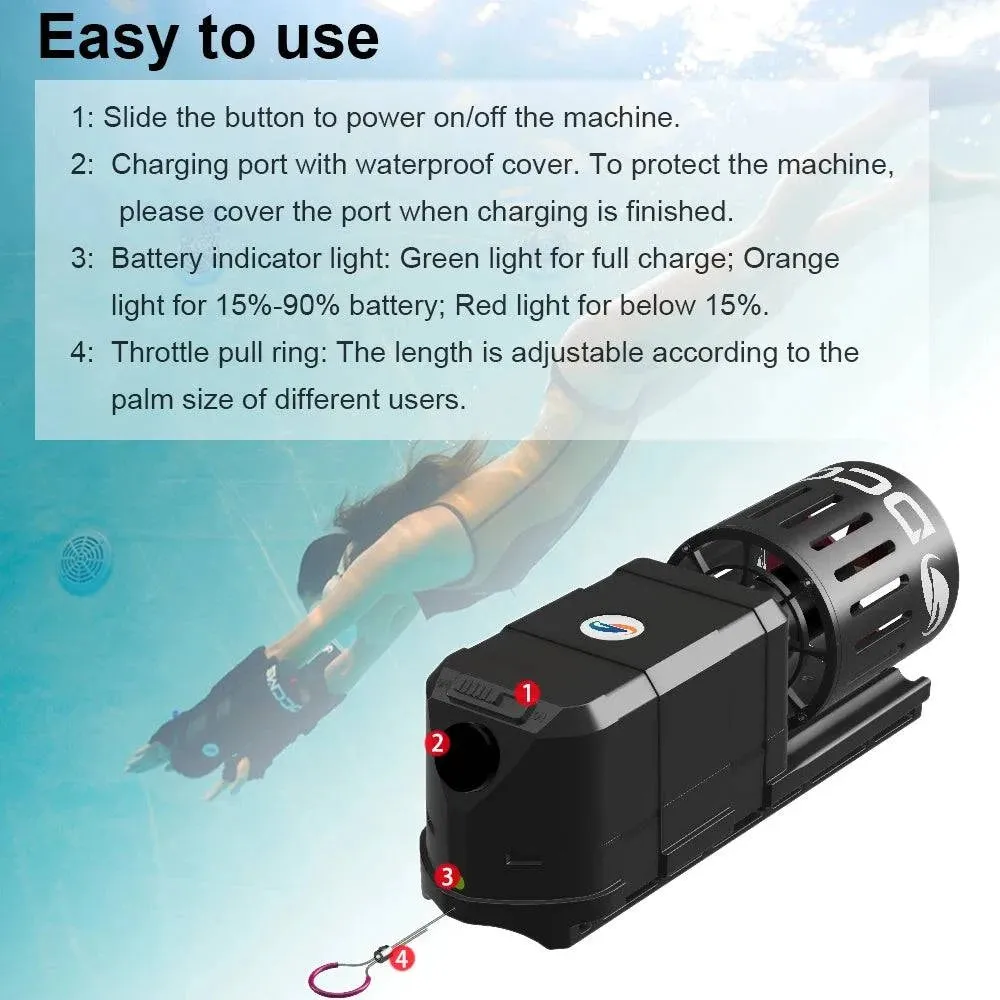 1pc/2pcs Electric Underwater Scooters Sea Scooters 20M Waterproof 4000mAh Rechargeable Battery for Snorkeling Swimming Equipment