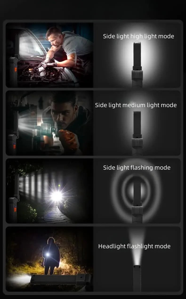 2-Pack Green 360° Rotating COB LED Magnetic Work Lights | Rechargeable Flashlights for Auto Repair & Emergencies