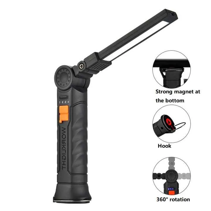 2-Pack Green 360° Rotating COB LED Magnetic Work Lights | Rechargeable Flashlights for Auto Repair & Emergencies