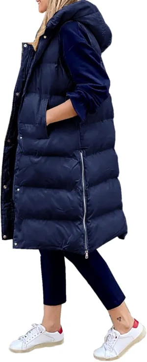 2023 Womens Fall Reversible Vests Sleeveless Fleece Jacket Zip Up Lightweight Down with Pocket Winter Jackets Coats