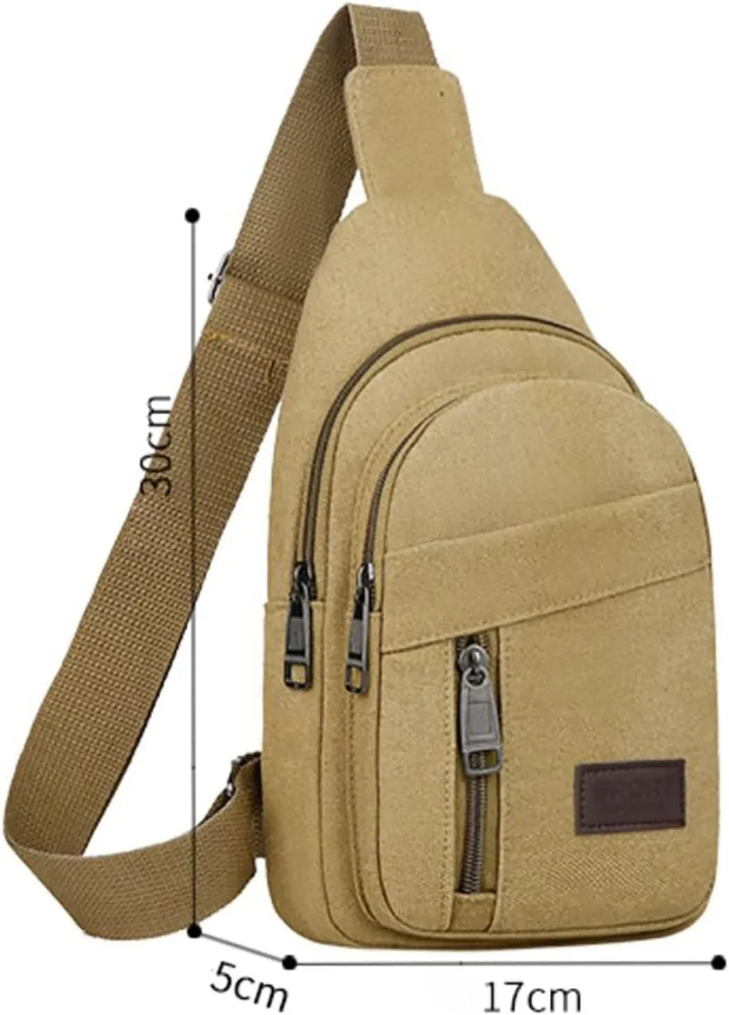 2025 Men's New Casual Solid Color Simple One Shoulder Zipper Messenger Bag Leather Shoulder Bag (Brown, One Size)