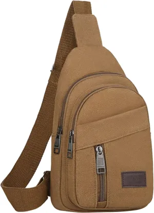 2025 Men's New Casual Solid Color Simple One Shoulder Zipper Messenger Bag Leather Shoulder Bag (Brown, One Size)