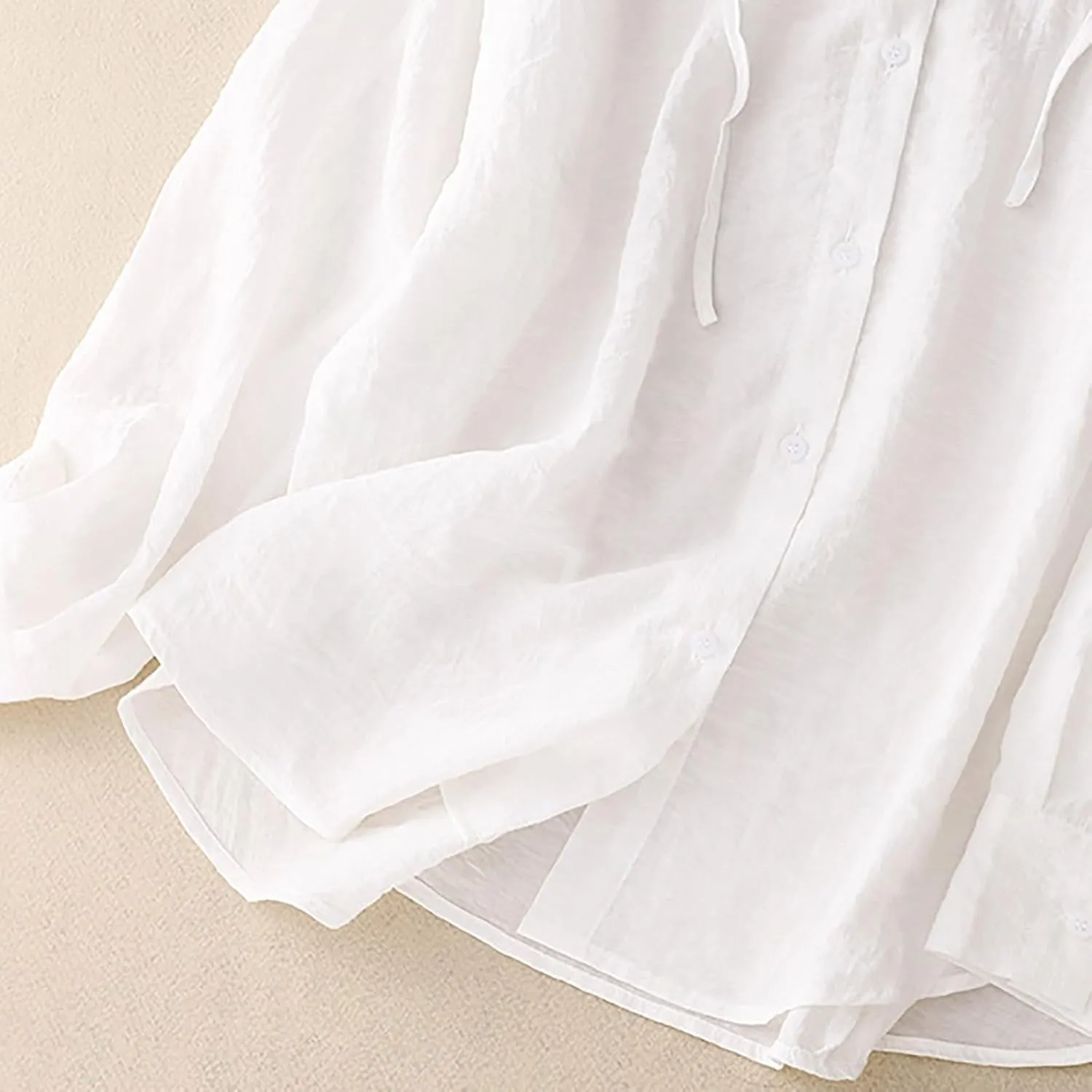 2025 Women Cotton Linen Hoodie Summer Loose Lightweight Drawstring Hooded Top Long Sleeve Button Beach Cover Up Blouses
