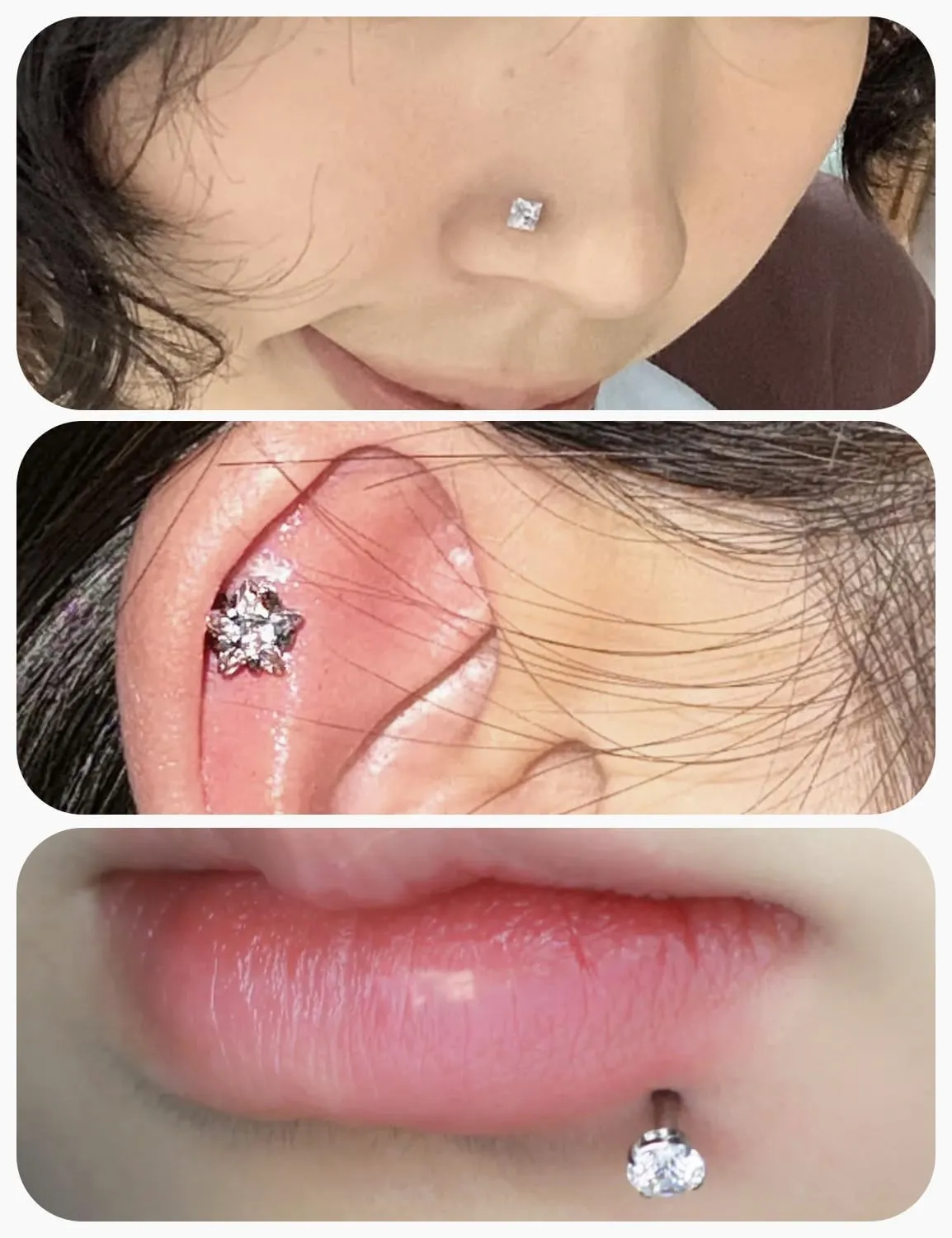 20G 18G 16G Threadless Push in Nose Rings Studs Flat Back Studs Earrings Surgical Stainless Steel Opal Nose Rings Stud Tragus Helix Conch Cartilage Earrings Piercing Jewelry For Women Men