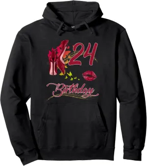24th Birthday Butterflies High Heels Pullover Hoodie