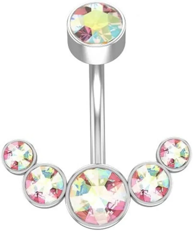 2Pc Sexy Belly Ring Rose Gold Black Surgical Steel Women Crystal Belly Button Piercing Zircon Navel Piercing Bar Jewelry (Metal Color : 1)