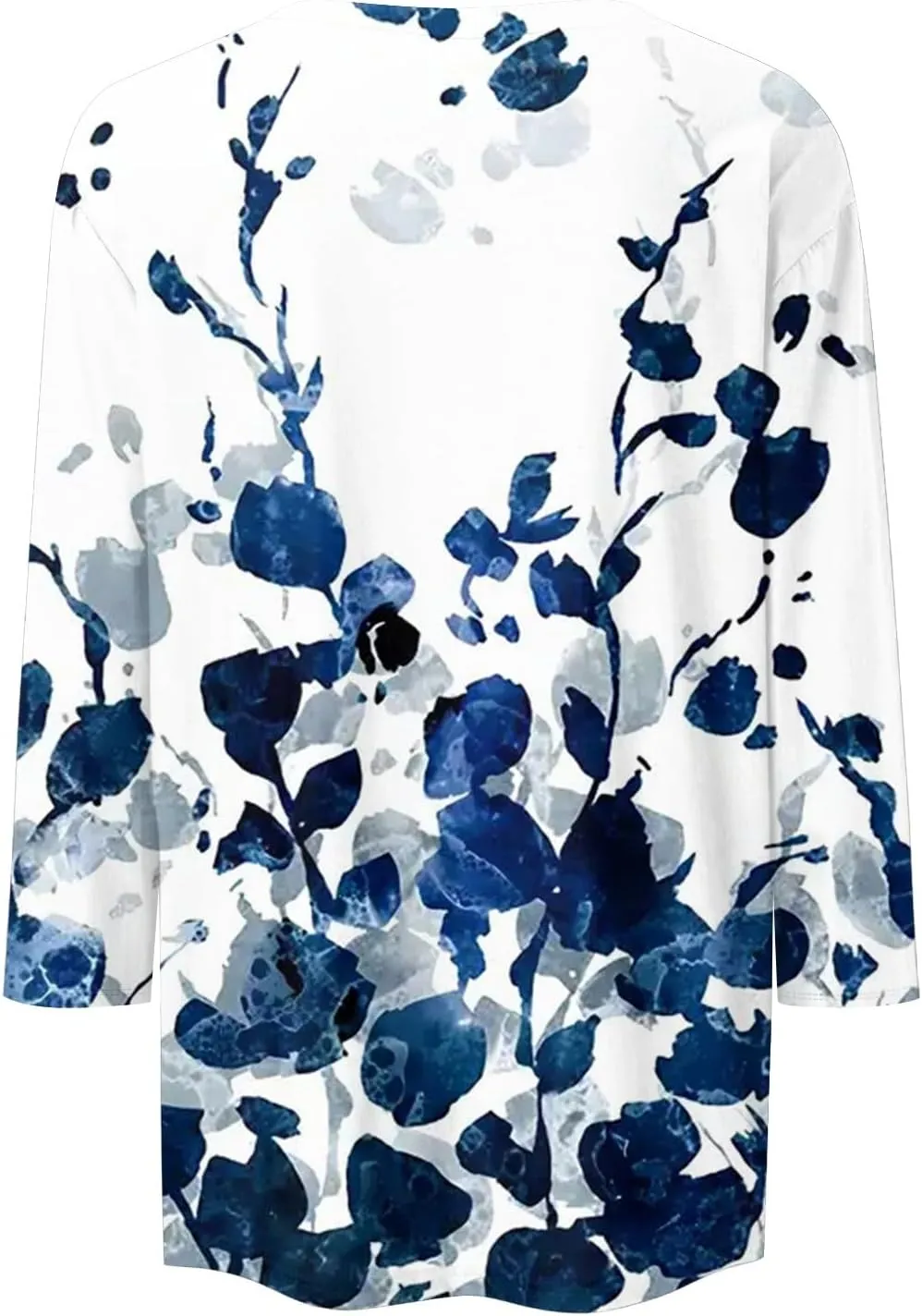 3/4 Length Sleeve Shirts for Women Floral Print Tees Blouses Crewneck Loose Casual Plus Size Tops T Shirts