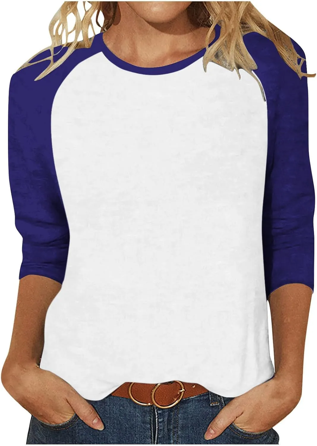 3/4 Length Sleeve Womens Baseball Jersey Tops Green and White Raglan Tshirt Three Quarter Sleeve Casual Style Tees