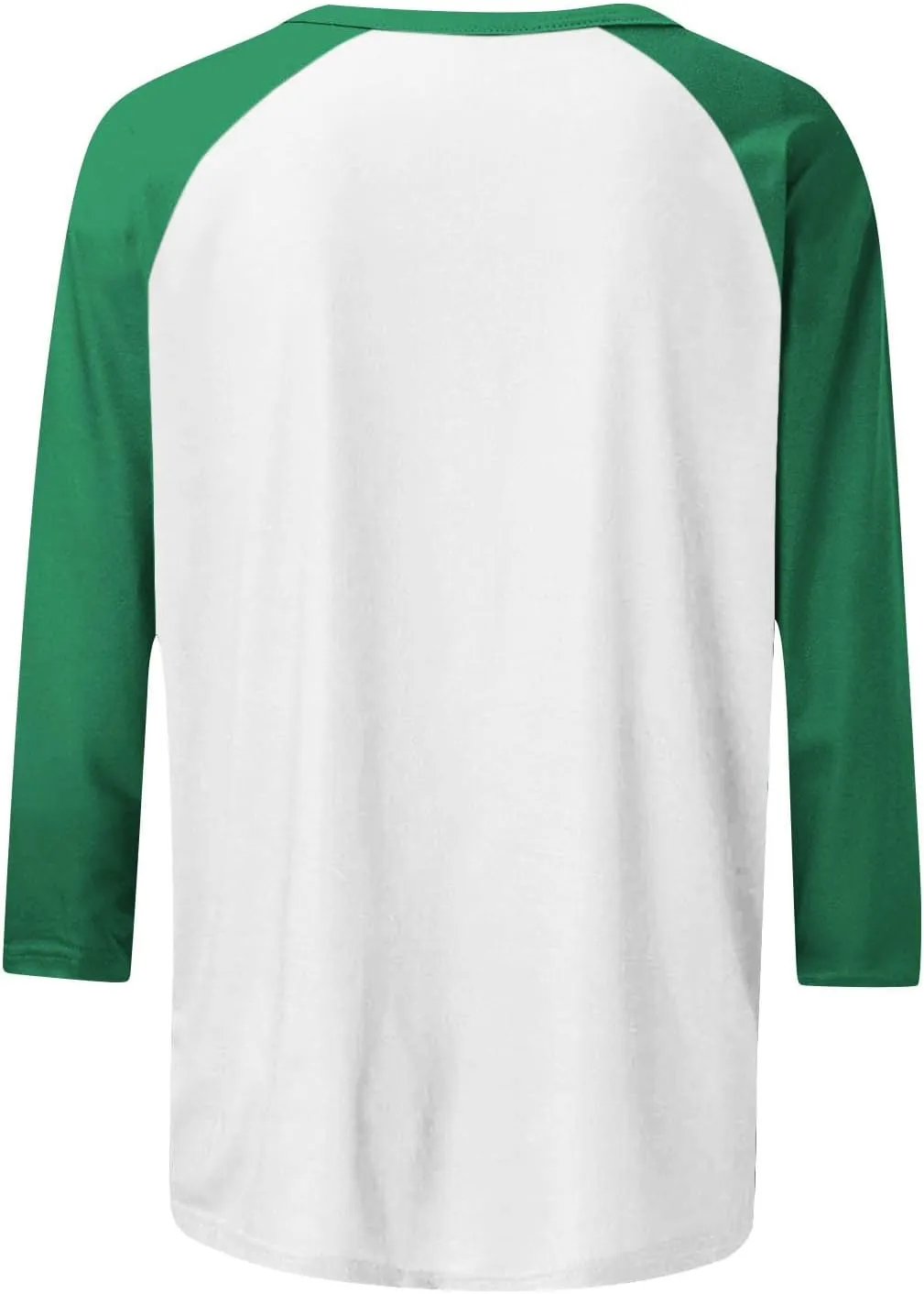 3/4 Length Sleeve Womens Baseball Jersey Tops Green and White Raglan Tshirt Three Quarter Sleeve Casual Style Tees