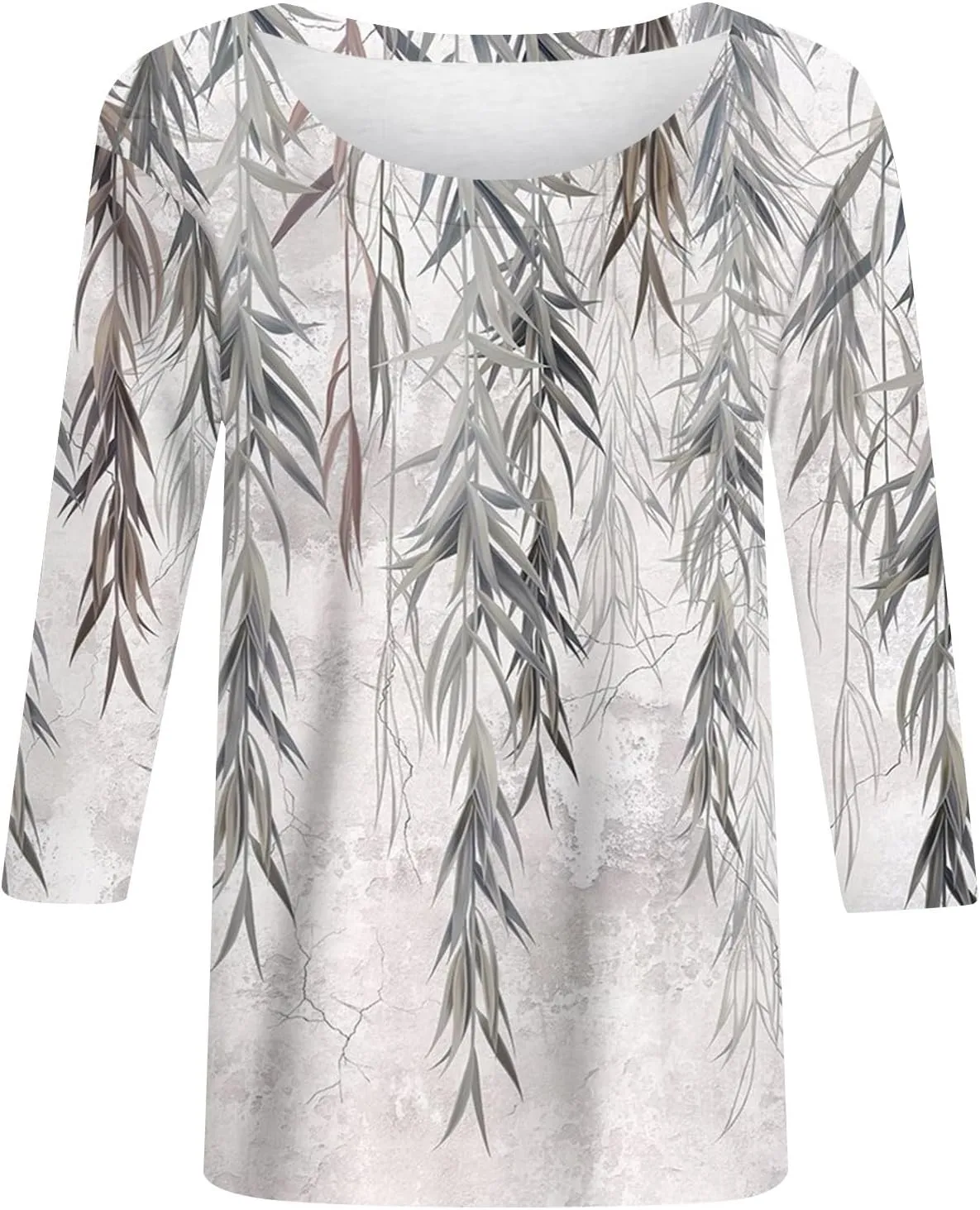 3/4 Sleeve Womens Tops Floral Print Loose Fit Blouse Plus Size Casual Tunic Tops Soft Stretch for Summer Beach & Office