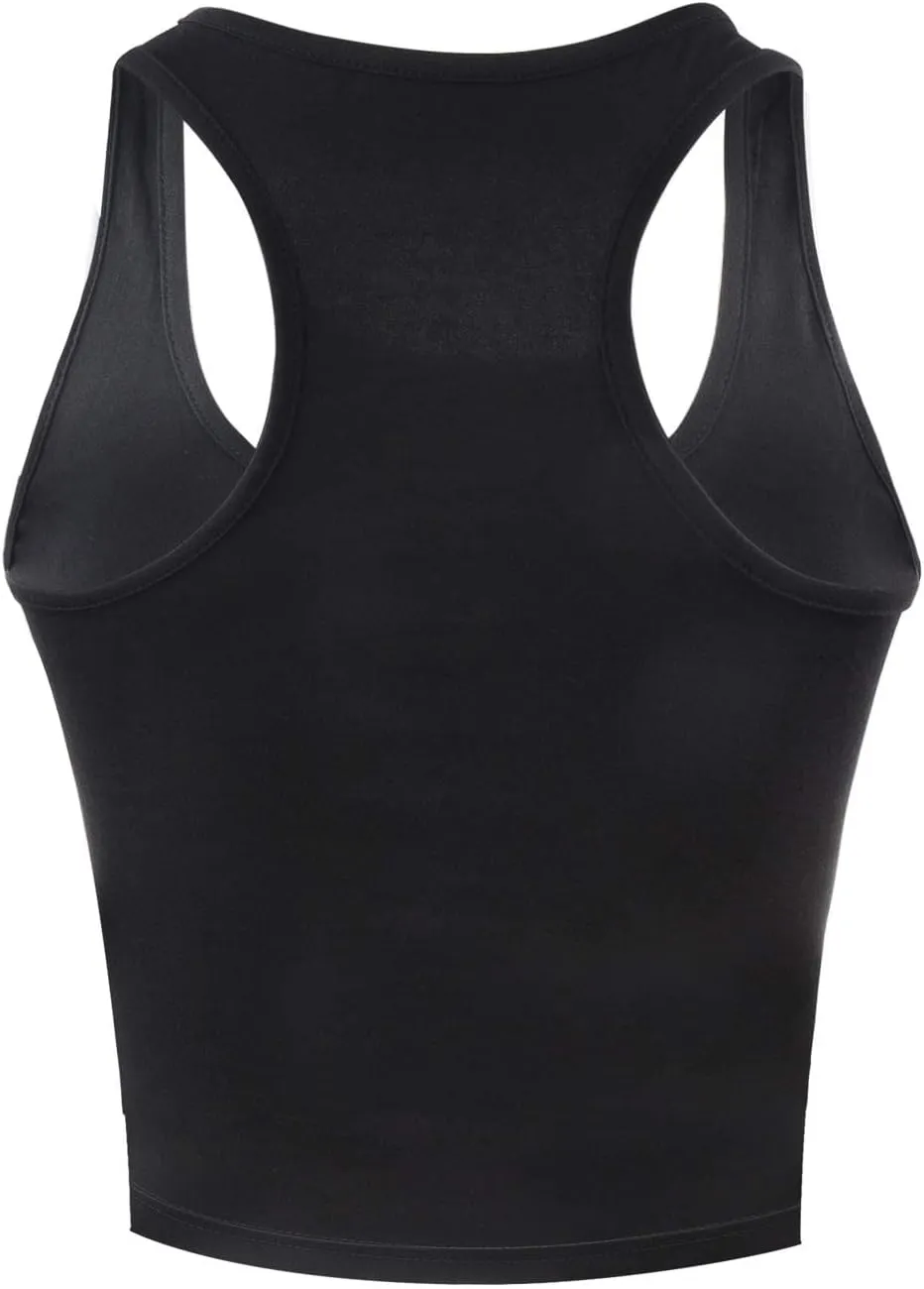4 Pieces Women's Crop Tops Cotton Basic Tank Tops Racerback Sleeveless Sports Workout Crop Tank Tops