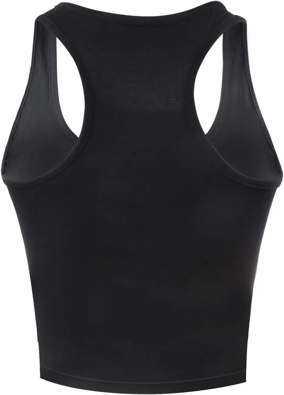 4 Pieces Women's Crop Tops Cotton Basic Tank Tops Racerback Sleeveless Sports Workout Crop Tank Tops