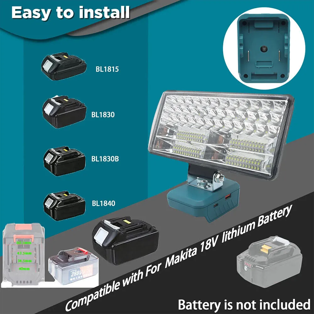 4inch For Makita Battery 18V Li-Ion | LED Work Light | Workshop Flashlights | Torch | Camping