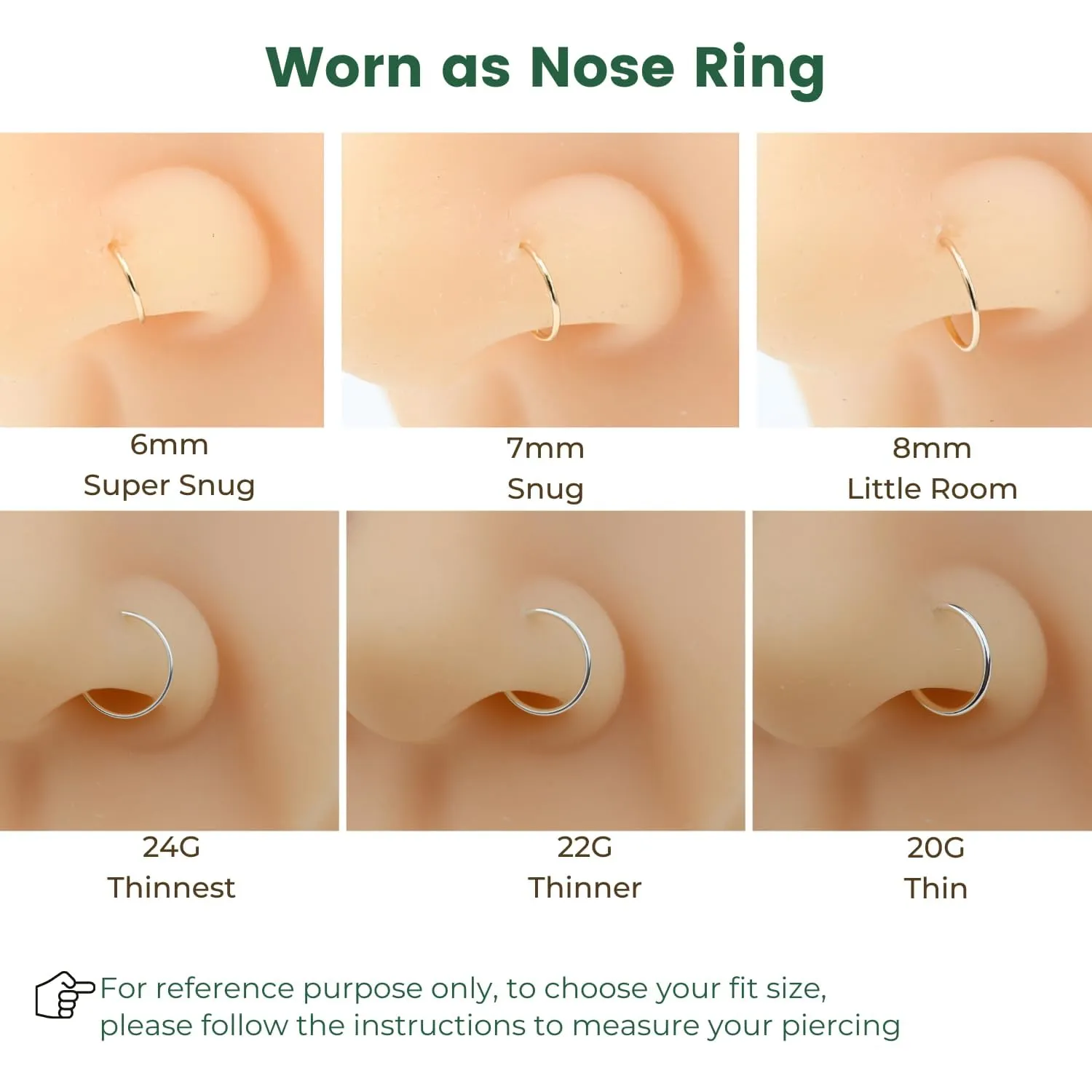 6mm Ultra Thin Tiny Hoops for Cartilage Piercing, Tragus Hoops, Helix Hoops,Sterling Silver Nose Ring Hoop 24g