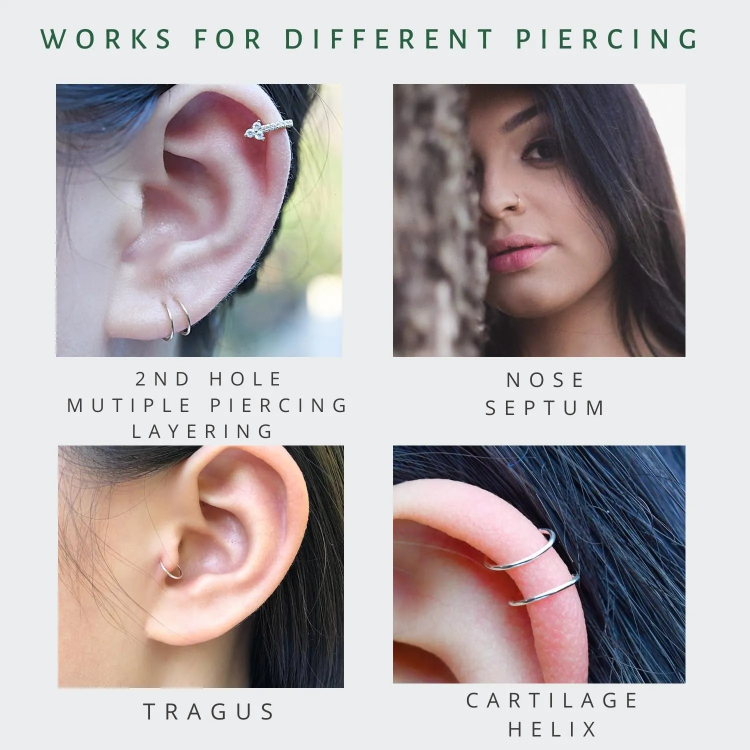 6mm Ultra Thin Tiny Hoops for Cartilage Piercing, Tragus Hoops, Helix Hoops,Sterling Silver Nose Ring Hoop 24g