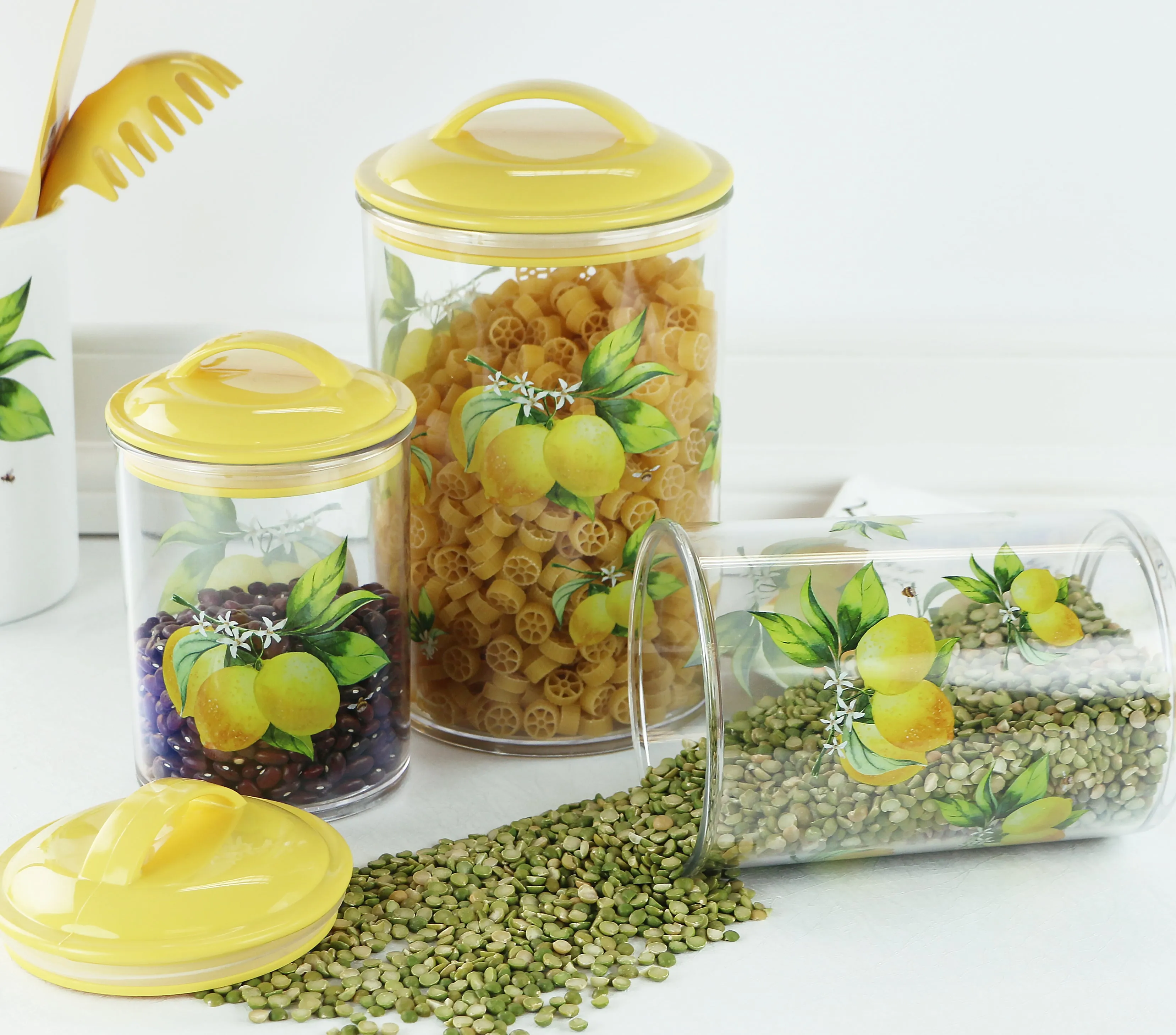 6pc Acrylic Canister Set, Fresh Lemons