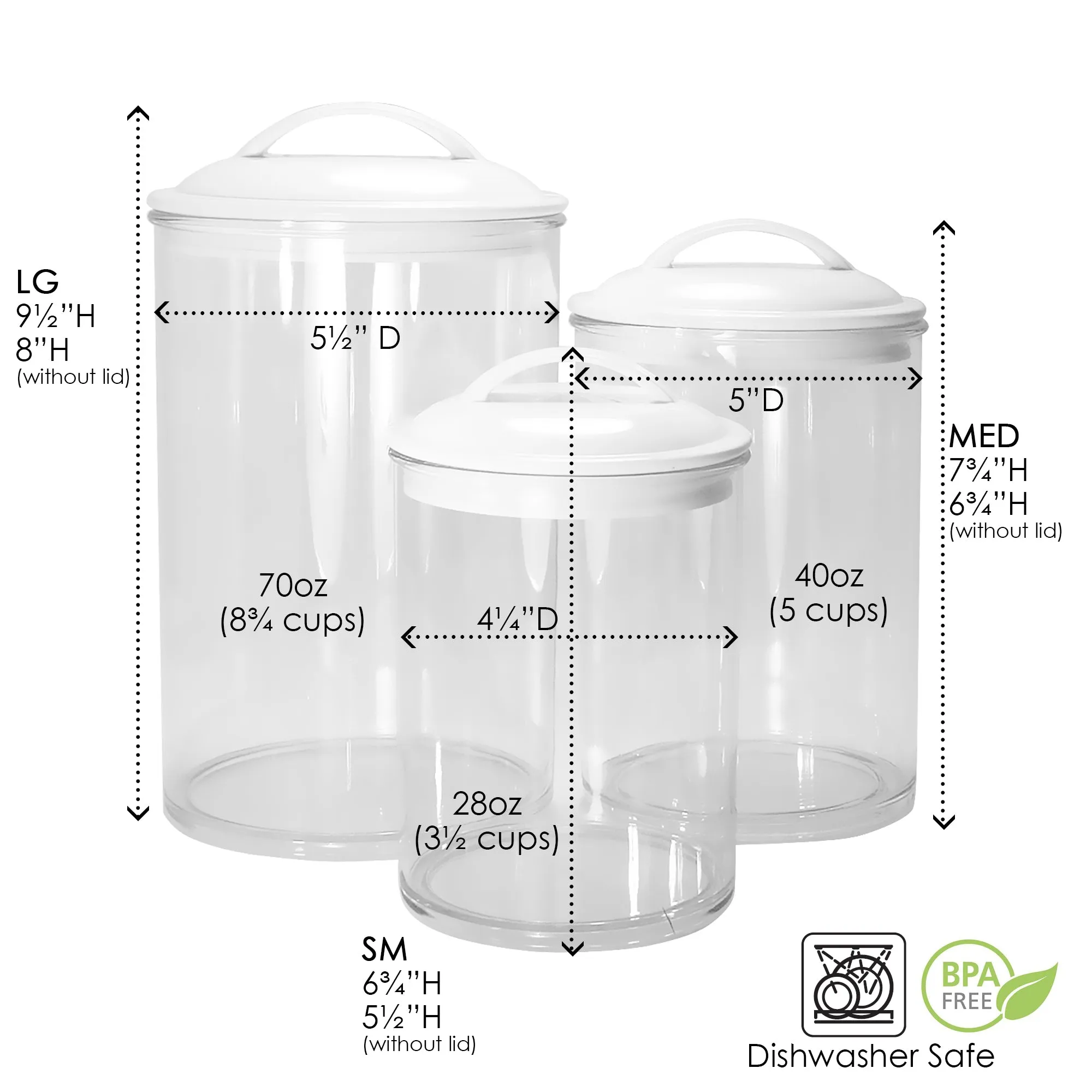 6pc Acrylic Canister Set, Fresh Lemons