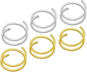 6Pcs Spiral Nose Rings Hoops for Women Decorative Nose Jewelry Fashionable Birthdays and Anniversaries and Options