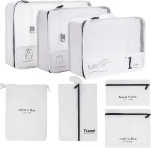7 Set Packing Cubes, Luggage Packing Organizer for Travel, Travel Cubes for Carry on Suitcases, Suitcase Packing Bags for Travel Accessories(WHITE)