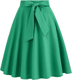 A Line Midi Skirts Women High Waist Pleated Skirts Flowy Vintage Skirts Business Casual Skirts Cocktail Party Skirt