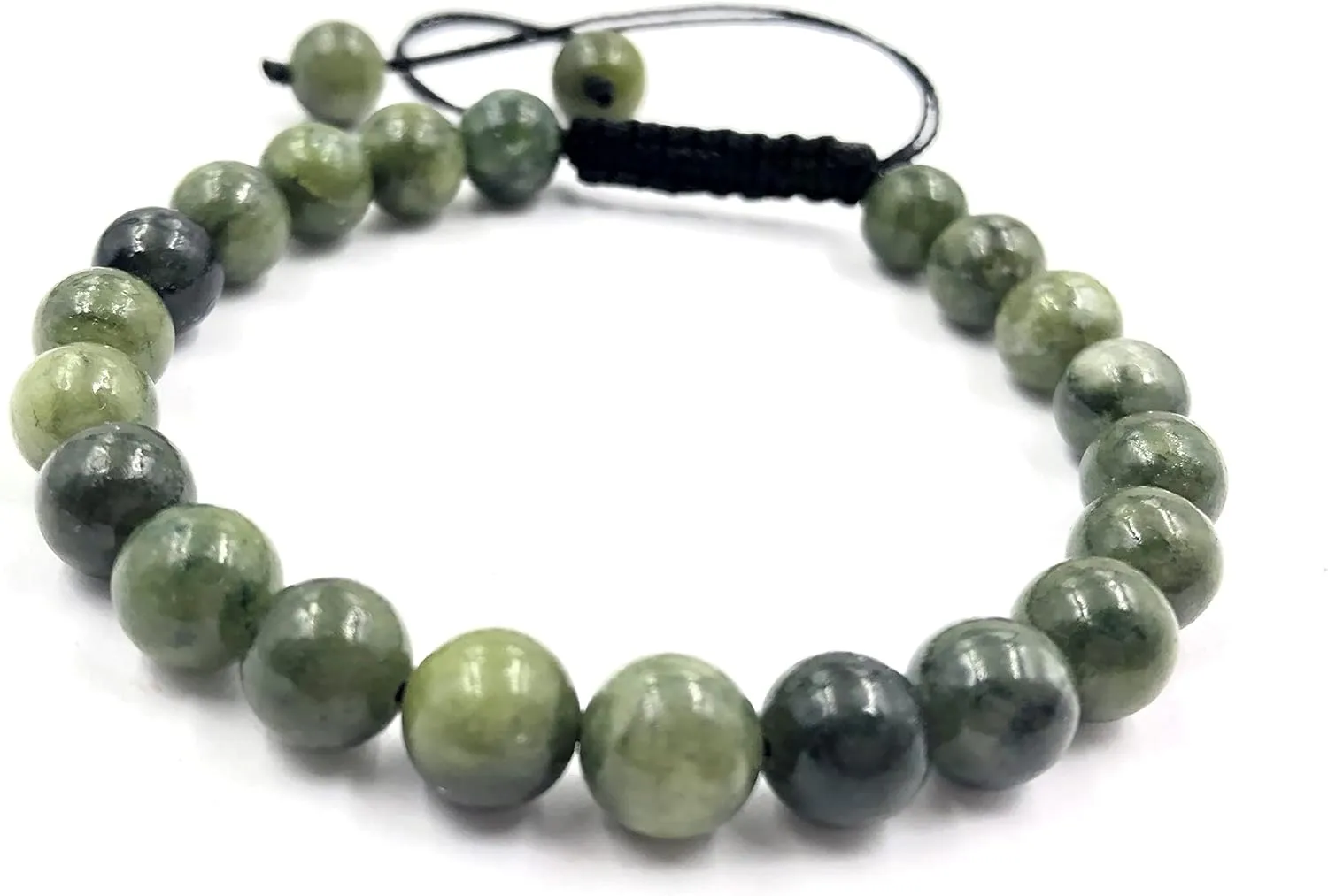 AAA GREEN JADE Natural Healing Power Gemstone Crystal Beads Unisex Adjustable Macrame Bracelets 8mm