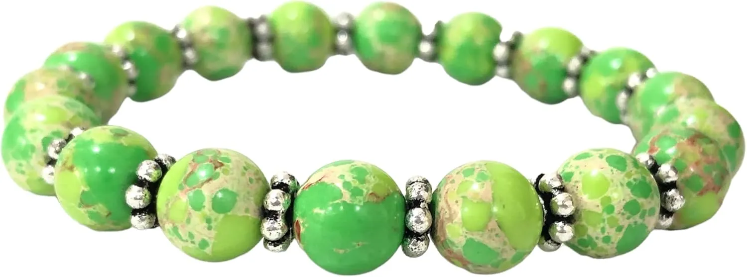 AAA Natural GREEN COPPER TURQUOISE Gemstone 8mm Round Beaded Stretchable Elastic Bracelet With Chakra , Happy Mood Bracelet ,Handmade Designer Bracelet,Bye Bye Anxiety Bracelet