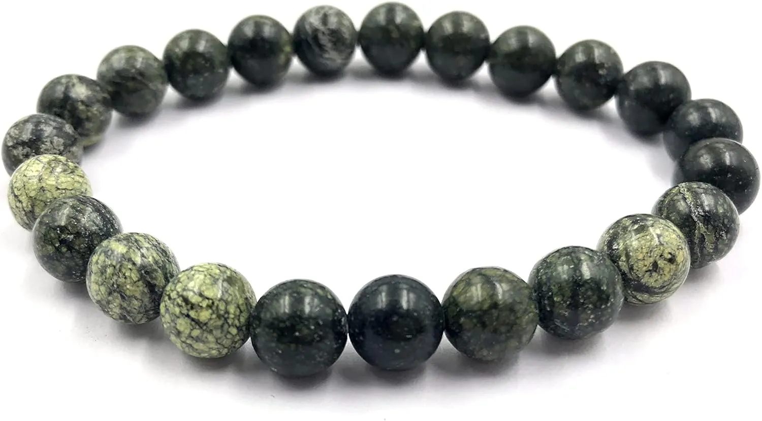 AAA Natural RUSSIAN SERPENTINE " Gemstone 8mm Round Beaded Stretchable Bracelet,Gift for Men & Women,Designer Bracelet,Couple Bracelet, Bye Bye Anxiety Bracelet, Unisex Bracelet