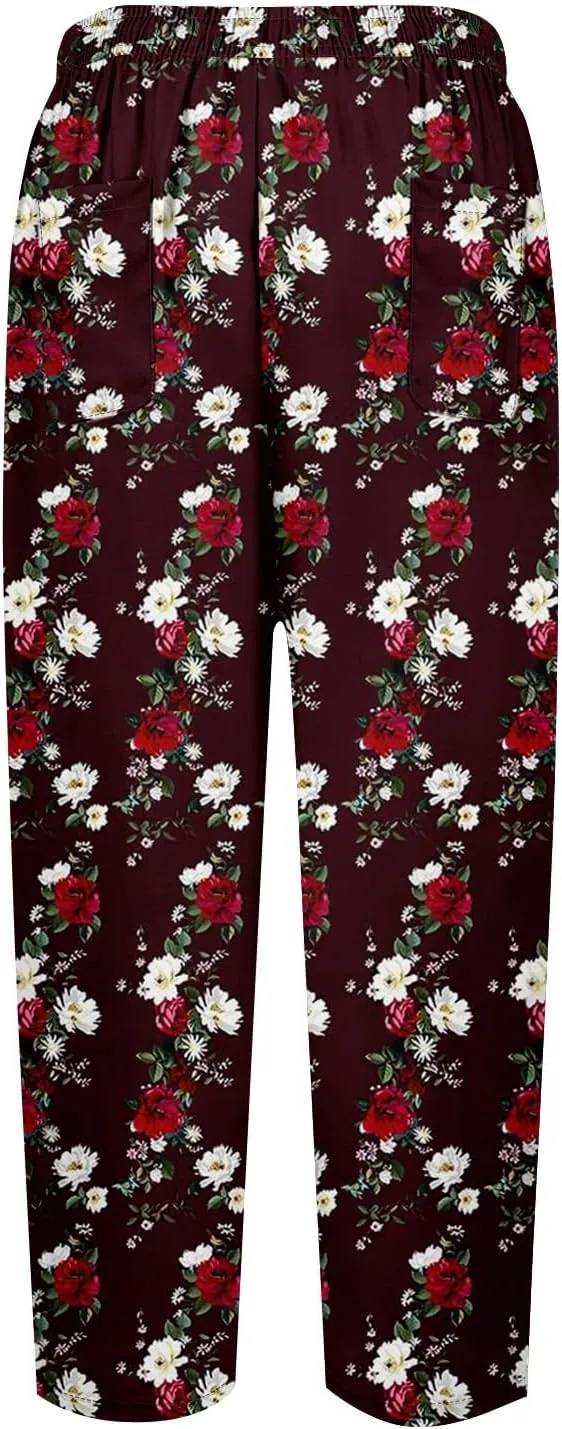 ADHOWBEW Dress Pants Women Relaxed Fit Summer High Waist 2025 Casual Palazzo Dressy Trousers