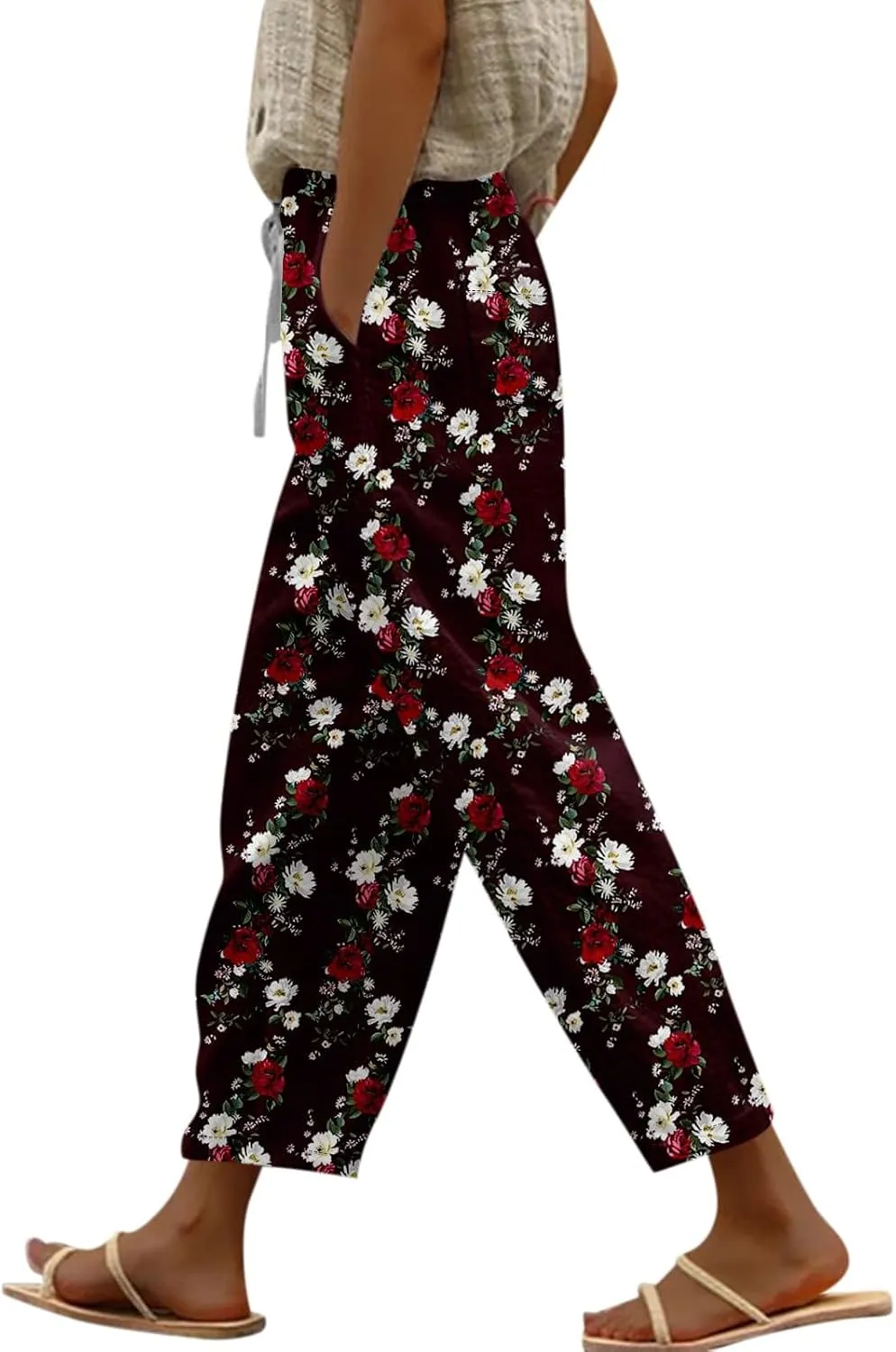 ADHOWBEW Dress Pants Women Relaxed Fit Summer High Waist 2025 Casual Palazzo Dressy Trousers