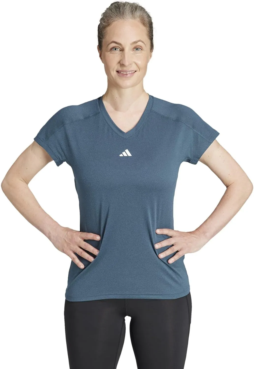 adidas Women's Training Essentials Minimal Branding V-Neck T-Shirt