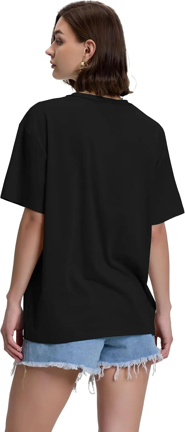 ADOREJOY Oversized Tshirts for Women V Neck Summer Short Sleeve Casual Loose Tunic Tees