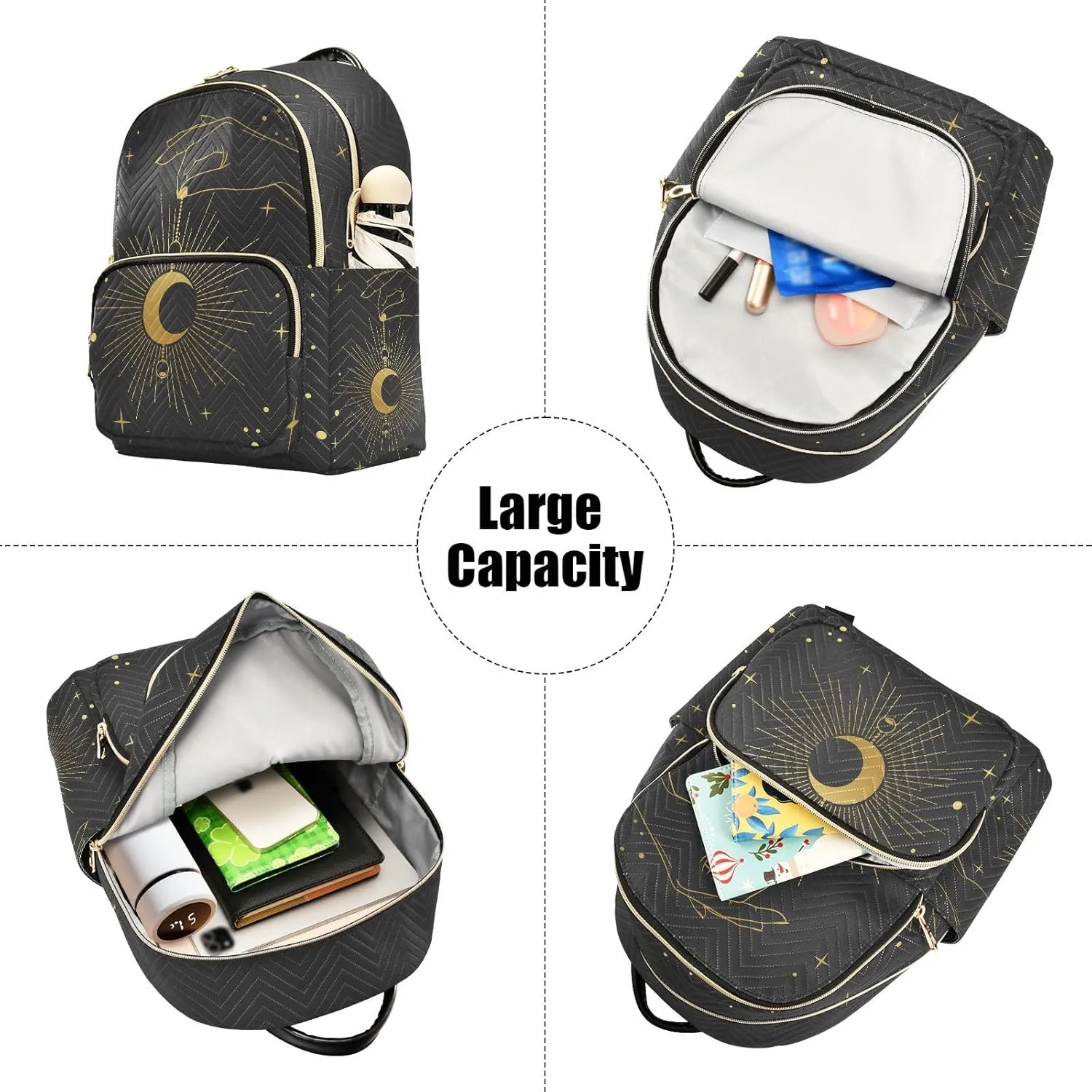 ALAZA Crescent Moon Star Boho Bohemian Small Backpack Purse for Women Travel Bag Fashion Daypack Back Pack Shoulder Bag