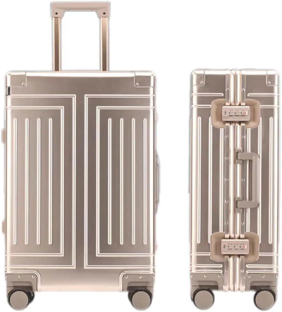 All Aluminum Carry On Luggage Zipperless Metal Suitcases TSA Lock with Silent 360 Spinner Wheels (Golden, Carry-On 28-Inch), YY1401