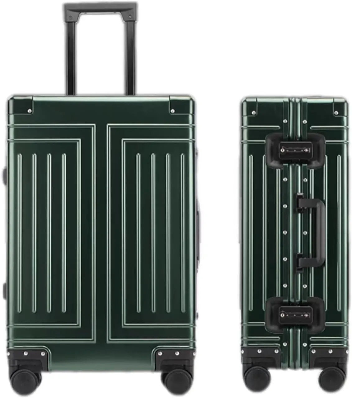 All Aluminum Carry On Luggage Zipperless Metal Suitcases TSA Lock with Silent 360 Spinner Wheels (Green, Carry-On 28-Inch), YY1401