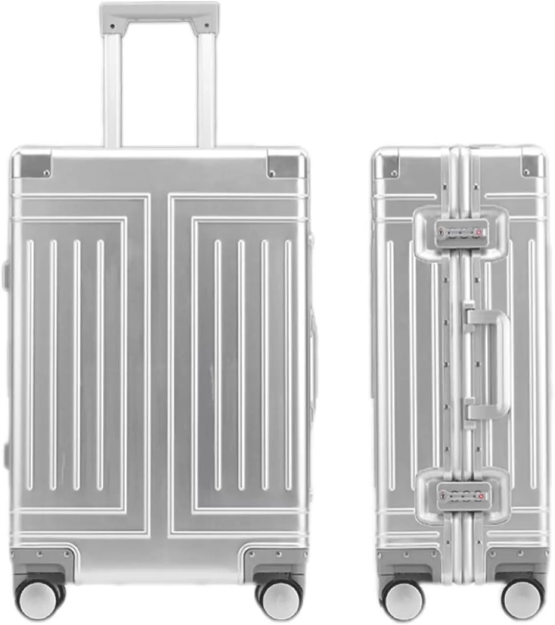 All Aluminum Carry On Luggage Zipperless Metal Suitcases TSA Lock with Silent 360 Spinner Wheels (Silvery, Carry-On 28-Inch), YY1401