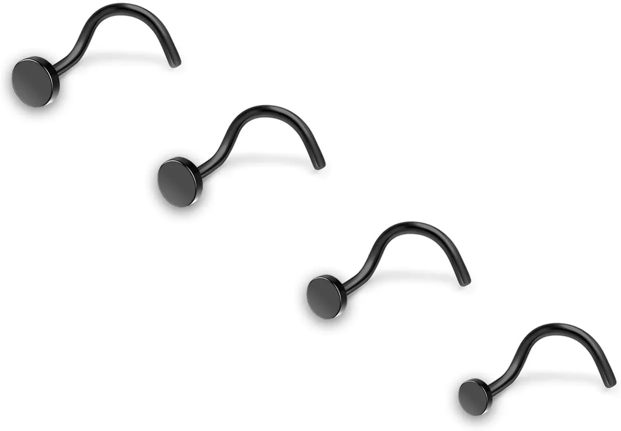 AllerPierce 20G 20Pcs Nose Studs Rings Stainless Steel CZ L Shape Bone Screw Stud Nose Piercing Jewelry for Women Men Hypoallergenic Nose Pin 1.5mm 2mm 2.5mm 3mm
