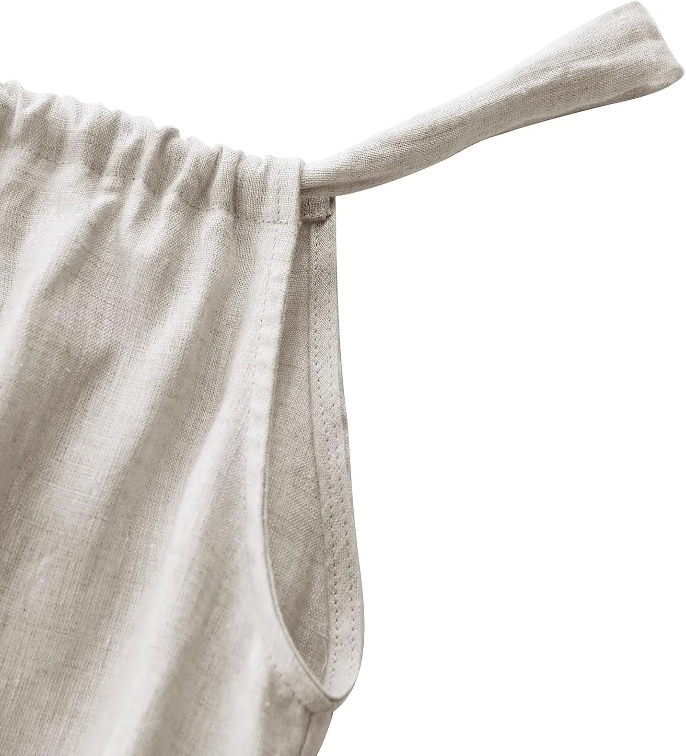 Amazhiyu Womens Pure Linen Loose Sleeveless Back Tie Wide Leg Jumpsuits with Pockets