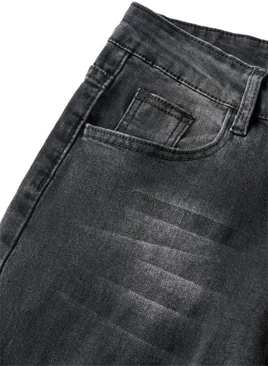 Andongnywell Women's Plus Size High Waist Bootcut Flared Jeans Ladies Bell Bottom Wide Leg Denim Pants Trousers