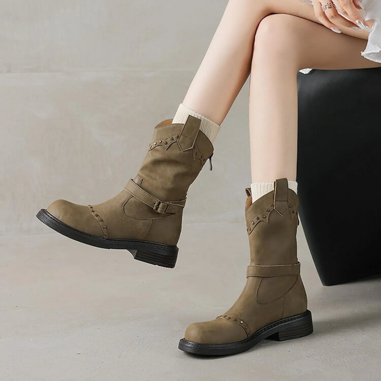 Ankle Boots for Men Women Booties Ankle White Boots Point Toe Boots for Women Womens Western Ankle Cowboy Boots Cutout Block Heel Booties Brown Short Ankle Western Cowboy Boots for Women