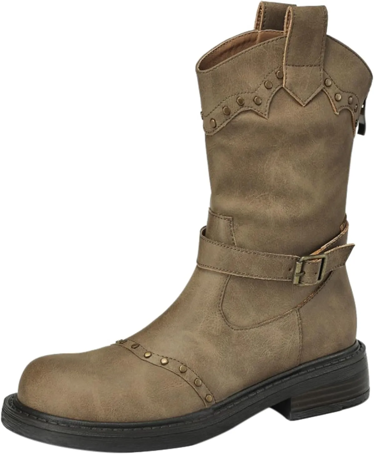 Ankle Boots for Men Women Booties Ankle White Boots Point Toe Boots for Women Womens Western Ankle Cowboy Boots Cutout Block Heel Booties Brown Short Ankle Western Cowboy Boots for Women