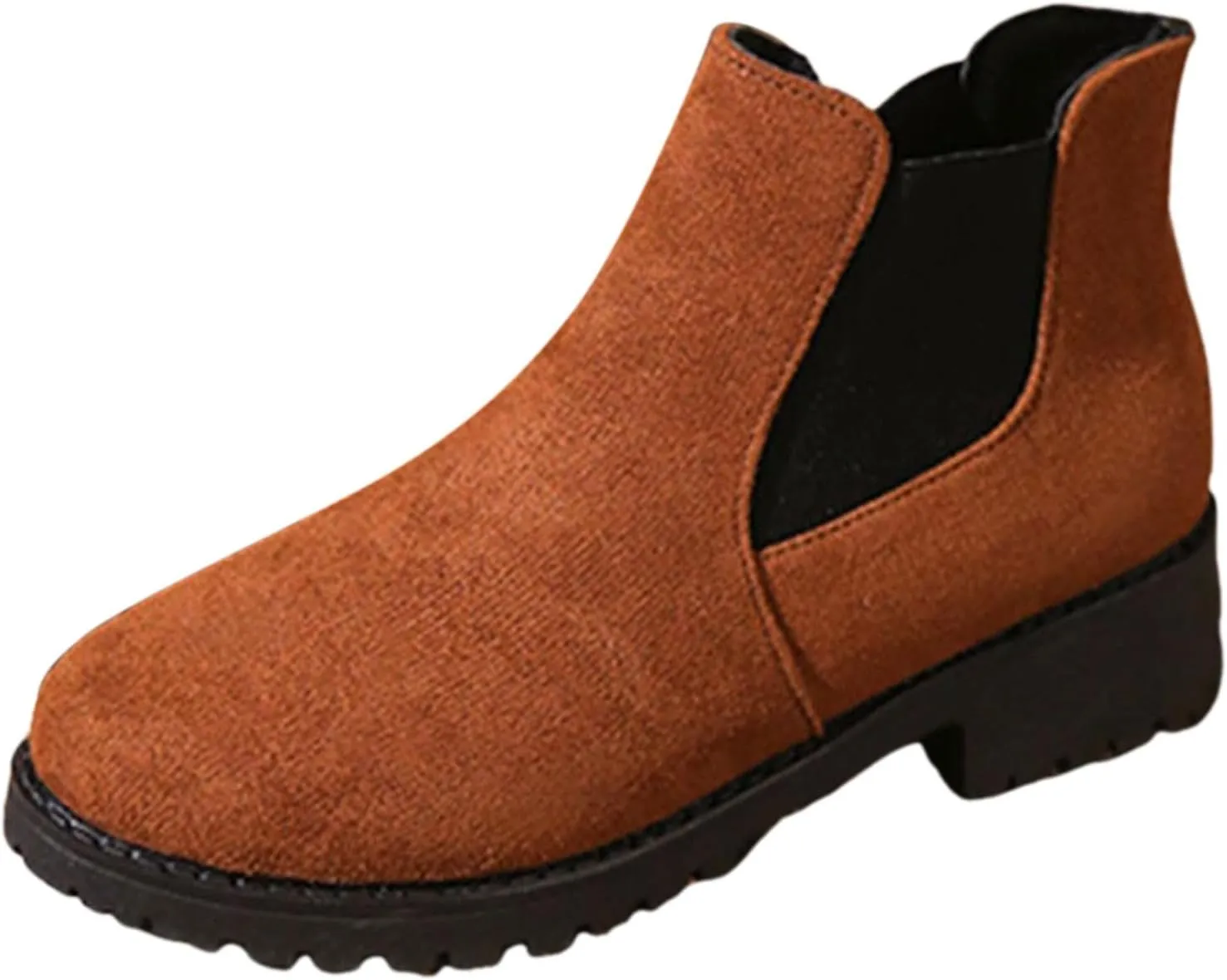 Ankle Boots for Women Dressy Fall Boots for Women 2024 Suede Round Toe Elasticized Mouth Sleeve Low Heel Booties