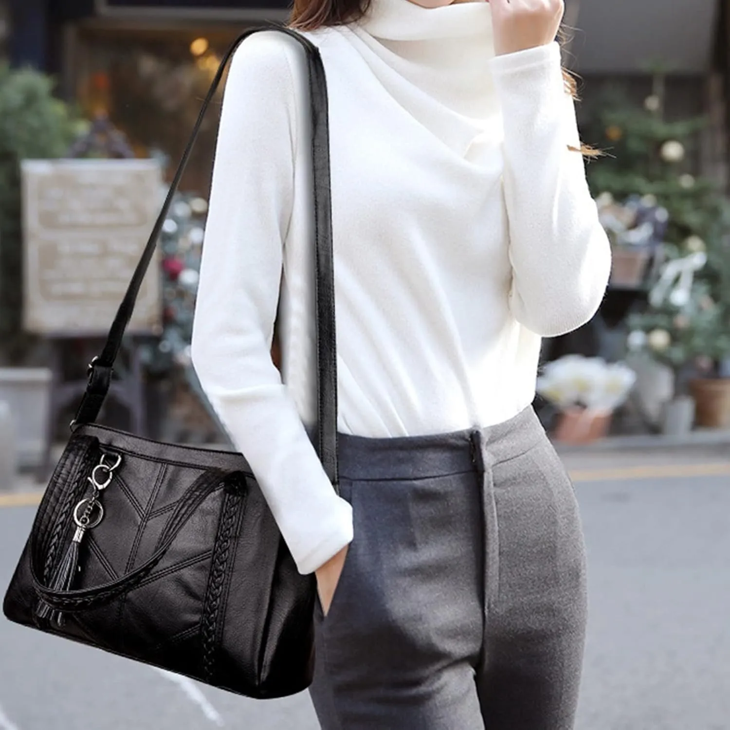 Anti Theft Shoulder Bags for Woman Western Purse Boho Top Handle Satchel Handbag with Strap Luxury Travel Bag